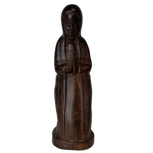 Old‎ Antique Rosewood Fine Hand Carved Wooden Virgin Mary Madonna Figurine VTG